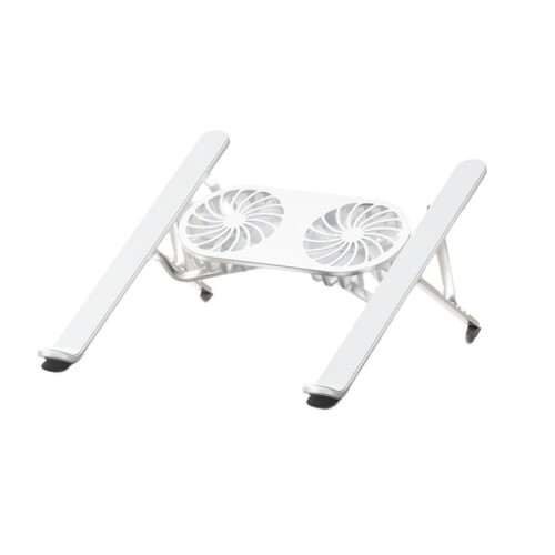 Foldable Laptop Stand with Cooling Fan, Cooler Pad for Tablet - Enhanced Cooling Support and Portable Design B Silver