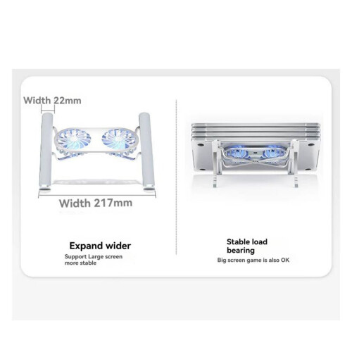 Foldable Laptop Stand with Cooling Fan, Cooler Pad for Tablet - Enhanced Cooling Support and Portable Design B Silver 1