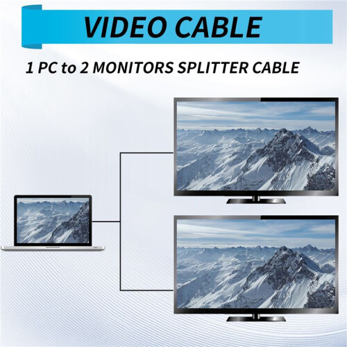 NEW 1 PC to 2 MONITORS SPLITTER CABLE FOR VGA VIDEO