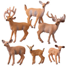 Deer Figurine Set with Realistic Wildlife Detail, Plastic Woodland Animal Toy for Kids and Decor