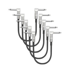 5 Confezioni di Cavi Patch Piatti per Pedali Effetti per Chitarra, Lunghezza 6 Pollici, con Connettori Ad Angolo Retto da 1/4 Pollice