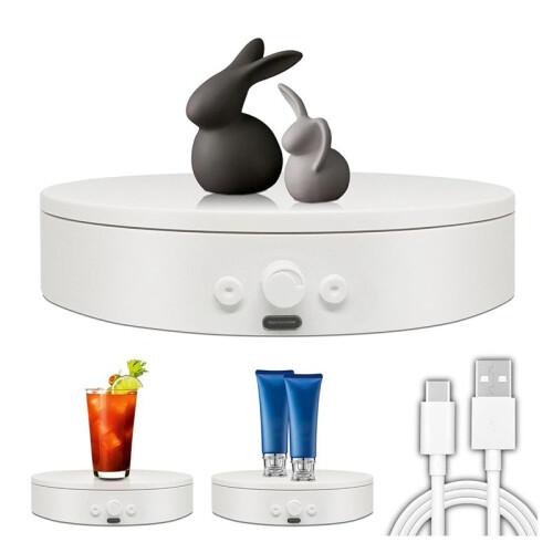 Rotating Display Stand with USB Power Cable, Mute Rotating Turntable 5.9 Inch 11lb Load, Adjustable Speed and Direction 1