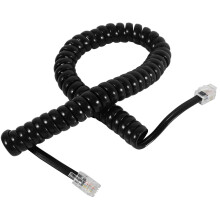 Telefoonsnoer Ontklitter, 2 Stuks Zwart Spiraalsnoer voor Telefoonhoorn / 1,1 Ft Opgerold 2 Stuks Zwart Verlengd Draaibaar Telefoonsnoer Ontklitter