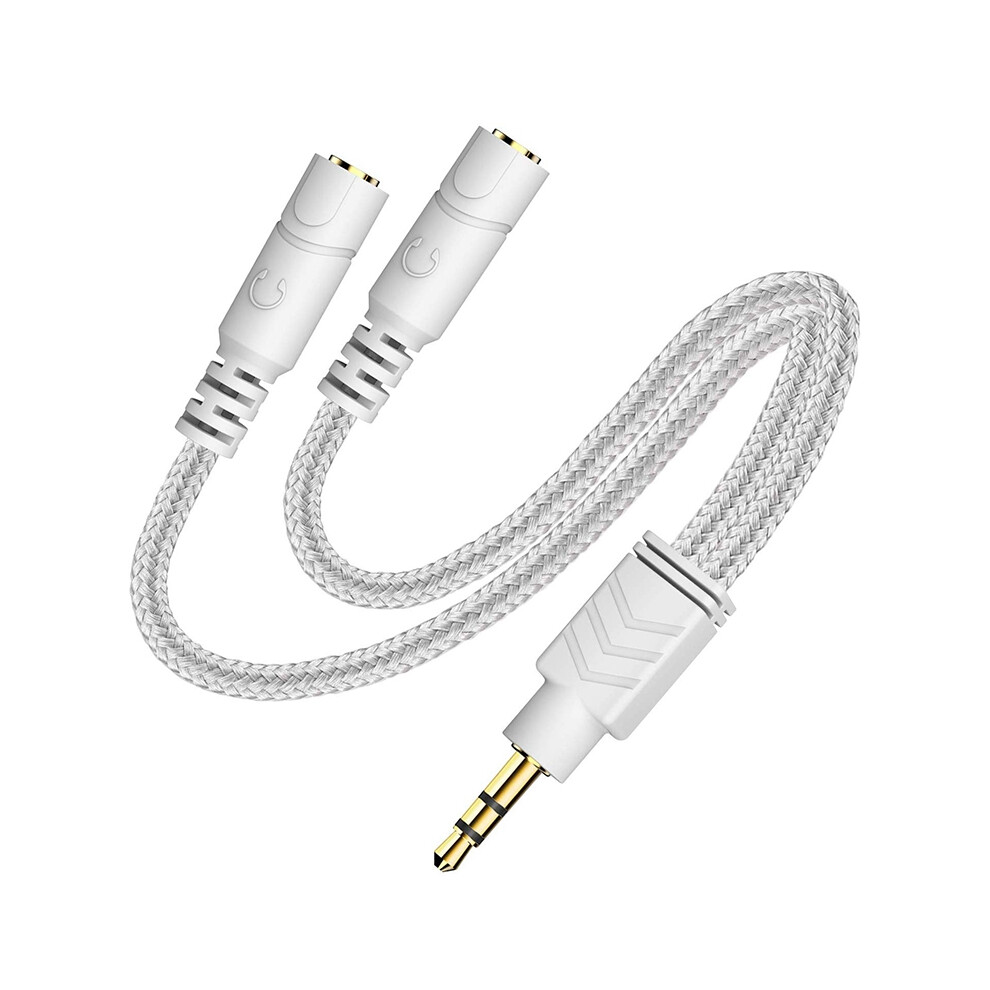 Headphone Splitter, Aux Splitter Cable For Headset Knitted 3.5Mm Splitter 2-Way Audio Splitter Stereo Audio Y Cable Produces Equal Audio Output For 4712745064464
