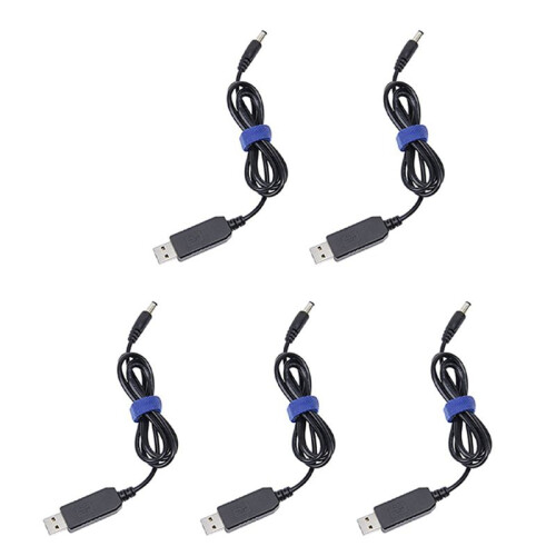 5X Cable de Conversion Usb A  Cable de Aumento de Voltaje 5V A 9V 5.5X2.1Mm  Macho 1M Nuevo
