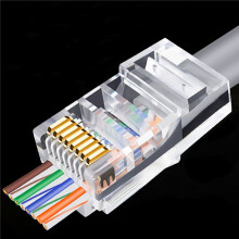 500Pcs RJ45 Connector 6U Gold Plated Pass Through Ethernet Cables Module Plug Network RJ-45 Crystal Heads Cat5 Cat5E