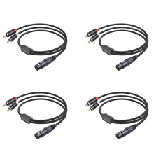 4X Cavo Sdoppiatore Y da 3 Pin XLR Femmina A Doppio RCA Maschio, Cavo Audio Amplificatore Mixer, Cavo di Interconnessione Audio Stereo, 1 Metro