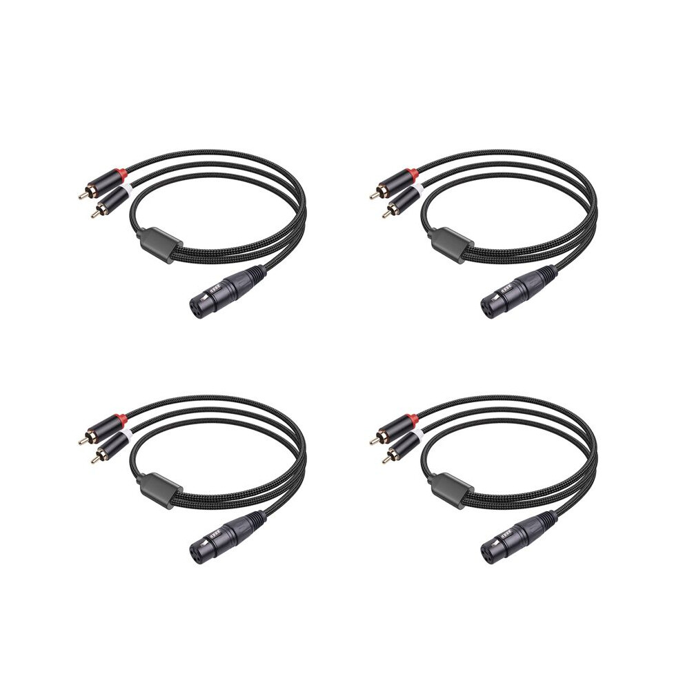 4X 3 Pin Xlr Female To Dual Rca Male Y Splitter Cable,Mixer Amplifier Audio Cable 1 Meter 4711121423499