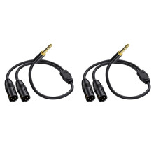 2X Spina Maschio TRS da 6,35 mm A 2 Doppi Microfoni XLR Maschio Adattatore Convertitore Audio Sbilanciato Stereo Cavo Sdoppiato Cord-C