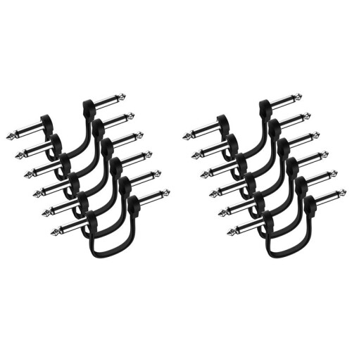 12 Pack 6 Inch Guitar Patch Cable, Instrument Guitar Pedal Cable Right Angle Flat Patch Cable
