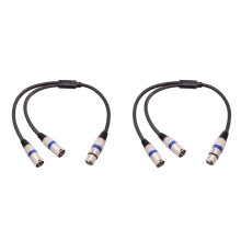 2X Cable Divisor y XLR Hembra de 3 Pines A XLR Macho Doble, Cable Divisor XLR, Cable Divisor de MicróFono Adaptador de Audio, 50 Cm, B