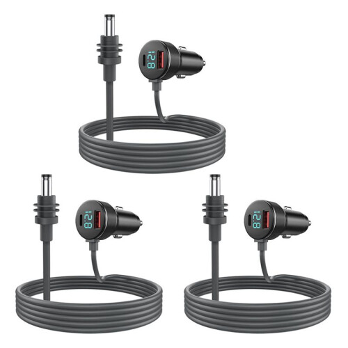 3X 3-in-1 for Starlink   Power Cable 65W Type-C USB Socket Cigarette Lighter with LED Voltmeter Display