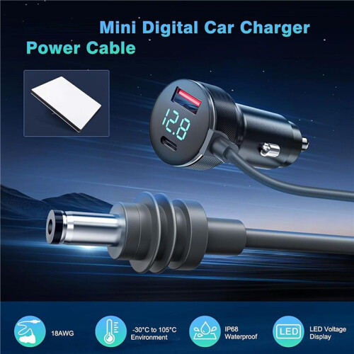 10X 3-in-1 for Starlink   Power Cable 65W Type-C USB Socket Cigarette Lighter with LED Voltmeter Display 2