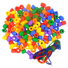 Lacing Beads for Preschool Kids 140 Large Hole Stringing Beads Set for Fine Motor Skill Development