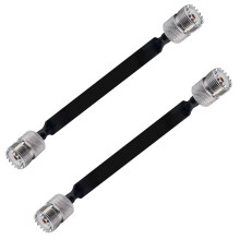 4 Stück - 20 cm -Koaxialkabel, Flachkabel für Fenster-/Türdurchführung, SO239 UHF-Buchse auf Buchse/Stecker