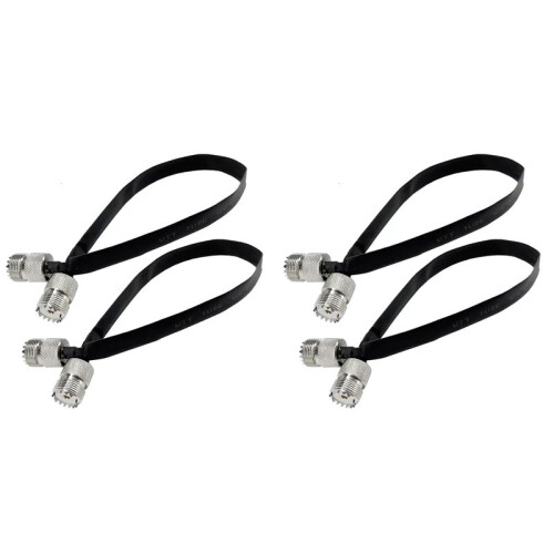 4 Piezas - Cable Coaxial RF de 20 cm Cable Plano de Paso para Ventana/Puerta, Conector Macho SO239 UHF Hembra A Hembra