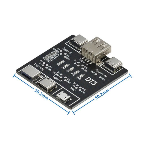 2X USB Data Cable -Off Detection Board for Micro-Type Type-C Port DT3 USB Cable Tester Fast Detection Light Weight 2