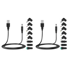 2X Universal 5V USB Power Cord, USB to Power Cable with 8 Types Connectors for Android Phones, Tablet, Power Bank