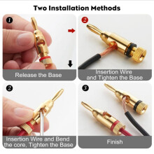 Gold-Plated Banana Plug or Connector (Open Screw Type) (24 Pairs (48 Plugs)) Audio Plug Speaker Wire Connector