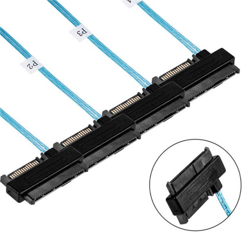 2X  Sas Sff-8087 to 4 Sff-8482 Server Array Card Hard Drive Data Cable  Power Cable 1m 2