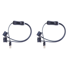 2X USB 5 V auf Dual 4PIN Lüfteradapterkabel mit Schalter Y-Splitter für Computergehäuse Desktop-PC-Gehäusekühlung