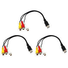 3X USB to 3RCA Cable USB Female to 3 RCA Rgb Video AV Composite Adapter Converter Cable Cord Connector Lead