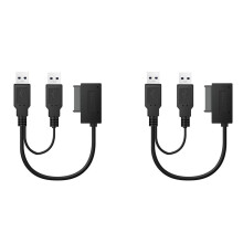 2X USB2.0 to 6+7 13Pin Slimline Slim Cable with External USB 2.0 Power Supply for Laptop CD-ROM DVD-ROM ODD Adapter