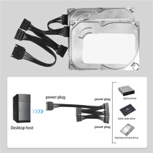 5X Répartiteur D'Alimentation 15 Broches 1 à 5 Disque Dur HDD SSD Câble D'Alimentation Cordon Câble D'Extension Câble D'Extension de Disque Dur