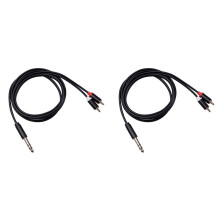 2X Câble 6.35Mm Vers Câble Audio 2RCA Câble Auxiliaire RCA Jack Y Splitter pour Amplificateurs Audio DVD, 5FT