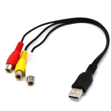 3X USB Naar 3RCA Kabel USB Female Naar 3 RCA Rgb Video AV Composiet Adapter Converter Kabel Cord Connector Lead voor TV PC DVR