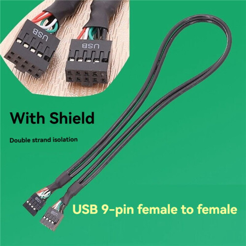 2X Mainboard USB 9PIN Female to Female Internal Cable USB2.0 Internal Mainboard Header Cable 1