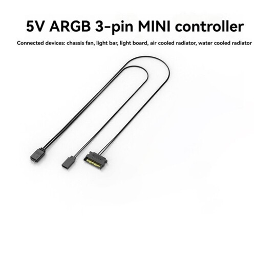 2X Computer ARGB Controller PC-Gehäuse RESET Steuerung  auf ARGB Reset Stromkabel PC 5V 3Pin Beleuchtungscontroller Schwarz 1