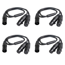 4X Cabo Divisor em Y XLR, XLR Macho para Combinador de Microfone Duplo XLR Fêmea Cabo em Y Balanceado Adaptador de Microfone Adaptador - 50 cm