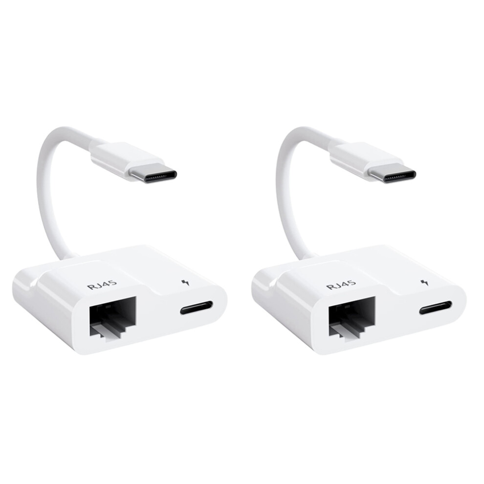 2X Usb C To Ethernet Adapter, Usb Type C To Rj45 Gigabit Ethernet Lan Adapter With Pd 60W Charger, For Air/Pro 4713250820989