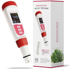 4in1 pH TDS EC Meter for Hydroponics Nutrient Solution, Digital Water pH Tester for Indoor Garden and DWC