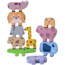 Montessori Wooden Animal Stacking Toy for Toddlers, Balance Game for Kids Ages 36 Educational Gift