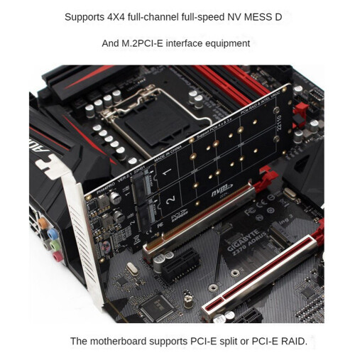 6X Double-Sided 4-Disk NVME  Card PCIeX16 to M.2 M-Key NVMEx4SSD 2U Server  Array Expansion Adapter Split Card 2