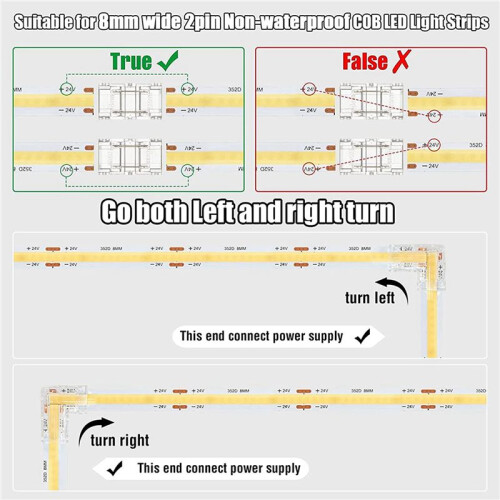 20PCS 2 Pin 8Mm Cob LED Connector Kit pour 8Mm Cob LED Strip Lights 1
