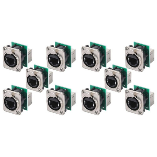2X Ethercon Rj45 Chassis Socket,D-N8FDP Feed/Pass Panel Mount Jack,D Series Cat5 RJ45 Vertical Panel-Mount Connector