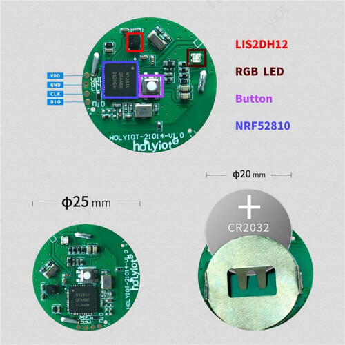 4Pcs NRF52810 Beacon Tag with Accelerometer Sensor BLE5.0  Low Power Consumption Module Ibeacon,Green+White 2
