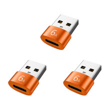 3Pcs 6A Type C to USB 3.0 OTG Adapter USB C Female to USB Male Converter for , Orange