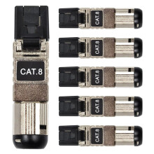 RJ45 Connectors Tool Free Cat8, Cat8 Field Termination Plug Shielded Modular Plugs for 2000MHz 2GHz 40G, 22AWG-24AWG
