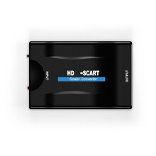 -Compatible to SCART Video Audio Converter with Power Adapter for HDTV Box DVD Television Signal 1080P Converter