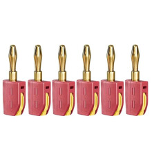32A 4mm Banana Plug Solderless Quick Connect High Current Gold-Plated Connectors Audio Copper Speakers Amplifier Red