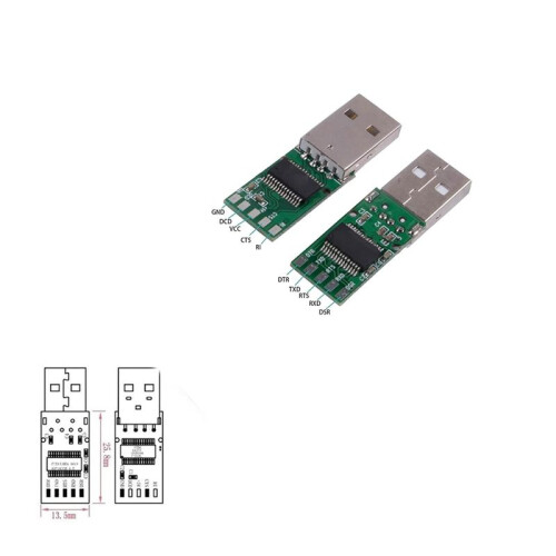 F-T-D-I USB RS232 Serial Converter Module-USB Plug Adapter Board PCB Serial Converter Module Connector Support for Win10 1