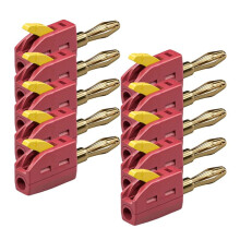 10Pcs 4mm Banana Plug Quick Wire Connector Solder Free 32A Banana Connectors Plugs with Direct Insertion Red