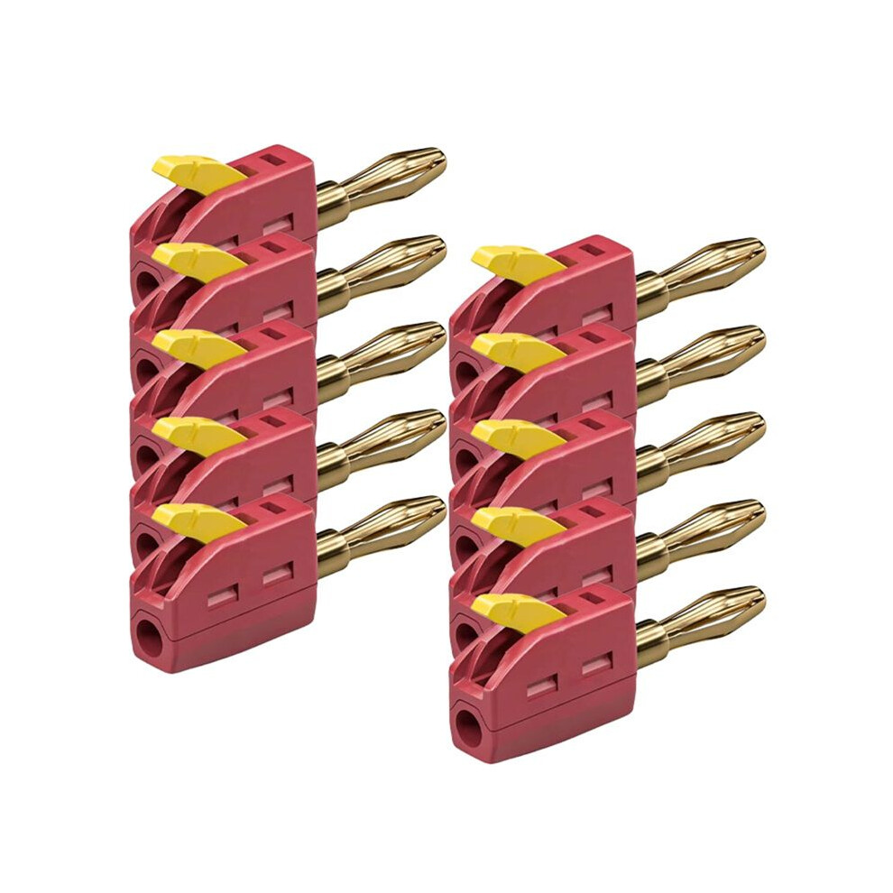 10Pcs 4Mm Banana Plug Quick Wire Connector Solder Free 32A Banana Connectors Plugs With Direct Insertion Red 4713291179374