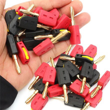 10 Stuks 4 mm Bananenstekkers met Snelle Draadconnector, Soldeervrij, 32A Bananenstekkers met Directe Invoeging, Rood