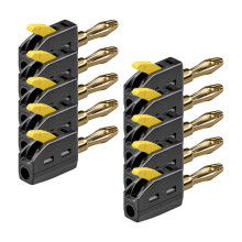 10 Stuks 4 mm Bananenstekkers met Snelle Draadconnector, Soldeervrij, 32A Bananenstekkers met Directe Invoeging, Zwart