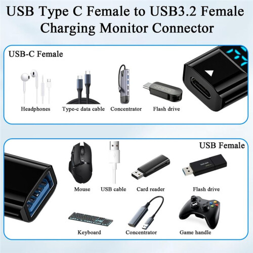 10Gbps USB C to USB A Female Adapter QC36W USB3.2 Coupler for Efficient Power Output and Data Transfer Connecting B 1